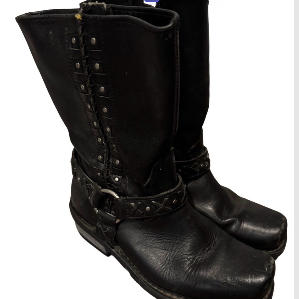 Harley Davidson Women’s Black Leather Studded Boots Size 9.5